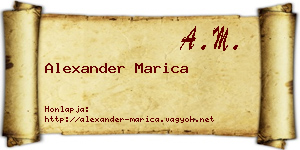 Alexander Marica névjegykártya